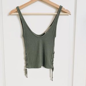 Urban Outfitters Project Social T Lace-up Crop Top green XS